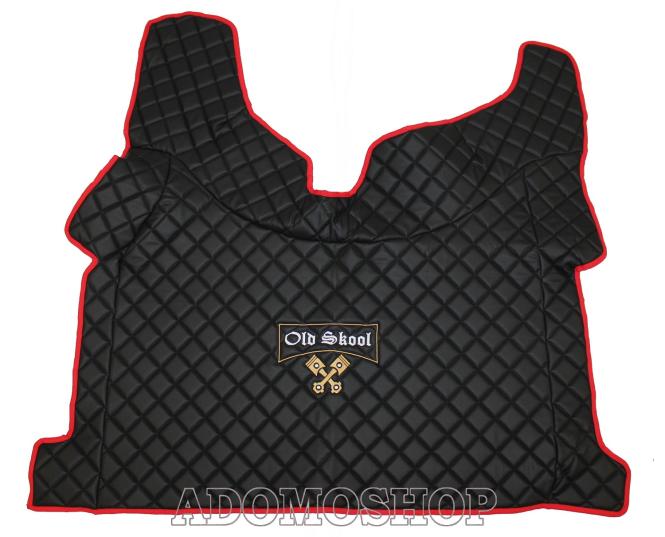 Kunstleder Fußmattenset für Volvo FH4, FH5 in schwarz-matt, rot umrandet, Old Skool 