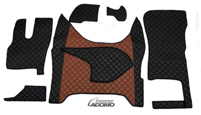 Kunstlederfußmatten mit Sitzsockel für DAF XF-new ab 2021 klappbar braun-schwarz 