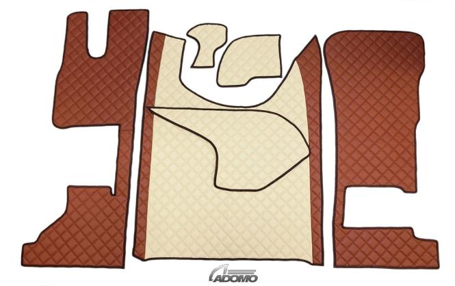 Kunstlederfußmatten mit Sitzsockel für DAF ab 2021 XG, XG+ klappbar braun-beige 