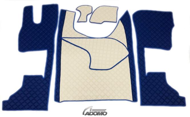 Kunstlederfußmatten mit Sitzsockel für DAF ab 2021 XG, XG+ blau-beige 