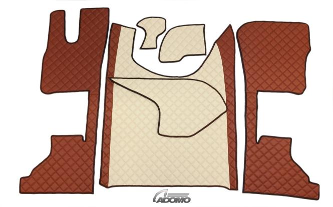 Kunstlederfußmatten mit Sitzsockel für DAF ab 2021 XG, XG+ braun-beige 