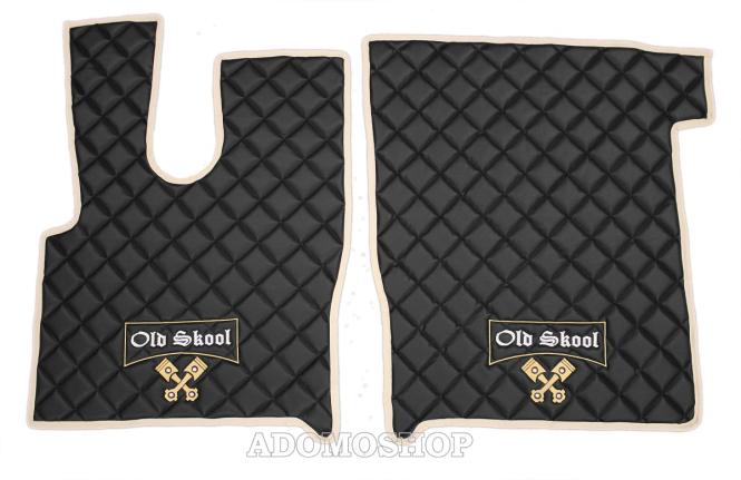 Kunstleder Fußmatten für DAF XF 106 beige-schwarz Old Skool 