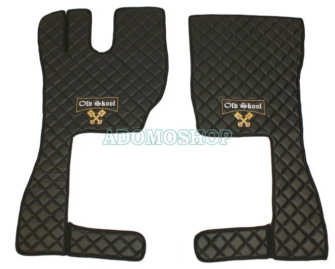 Kunstleder Fußmattenset für Volvo FH4, FH5 in beige-schwarz matt Old Skool 
