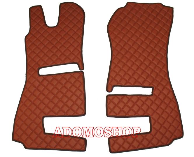 Fussmatten aus Kunstleder für Scania R ab 2013 mit neuem Recarositz in braun-beige klappbar 