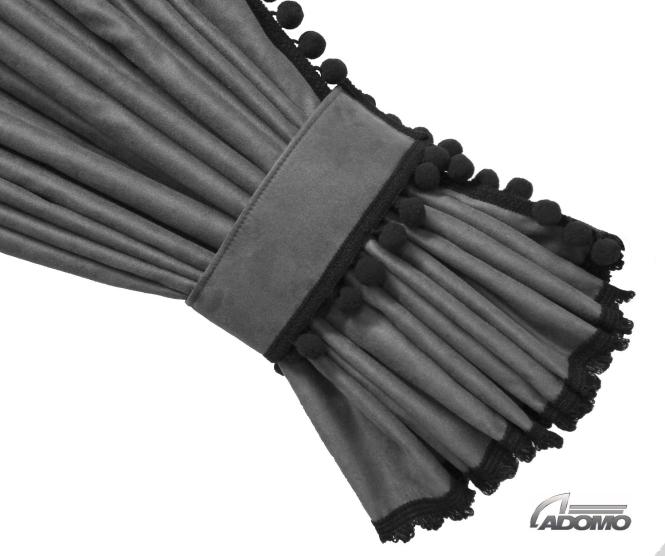 Man Gardinen für TGX, TGS ab 2020, grau-schwarz, Pompoms/Kugel 