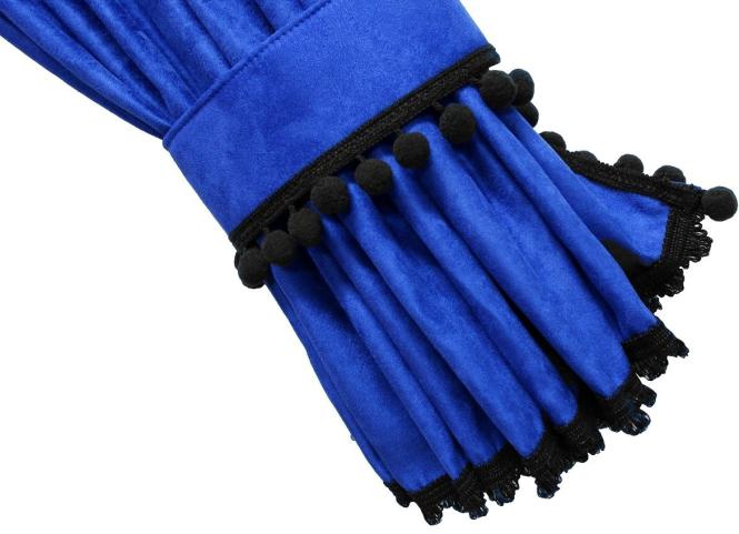 Gardinen für DAF XF106 XF105 blau - schwarz Pompoms / Kugel OHNE Borde