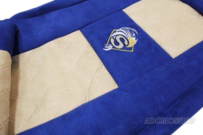 Sitzbezüge für Scania S und R New Generation ab 2017mit klappbarem Beifahrersitz, blau-beige 