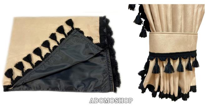 Lkw Gardinen für TGX, TGS ab 2020, beige-schwarz, Gleiter gratis 