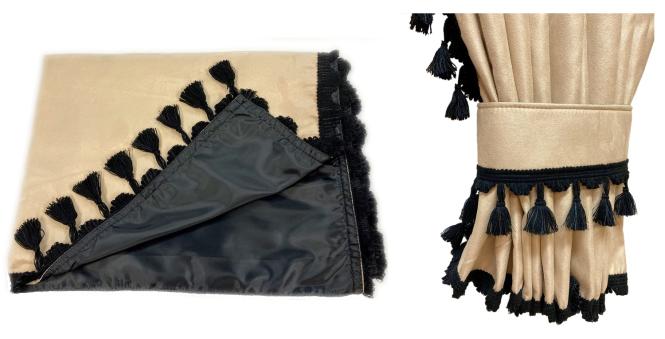 Lkw Gardinen für TGX, TGA, TGS bis 2020, Kabinengröße XLX, beige-schwarz, Gleiter gratis 