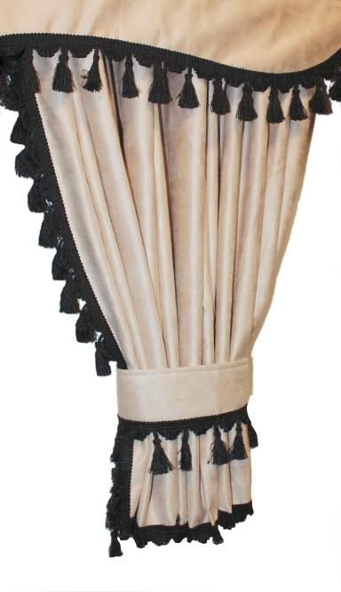 Lkw Gardinen für Scania R new Generation ab 2017 gratis Gardinenhaken beige-schwarz 