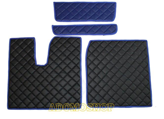 Kunstlederfussmatten für MAN TGX ab 2007 Automatik 2 Schubladen blau - schwarz 