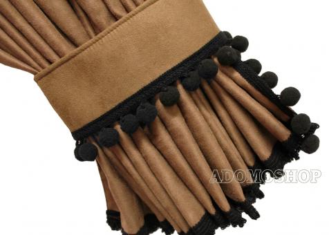 Gardinen für Iveco S-Way, Hi-Way, Stralis braun-schwarz, Pompoms/Kugel 