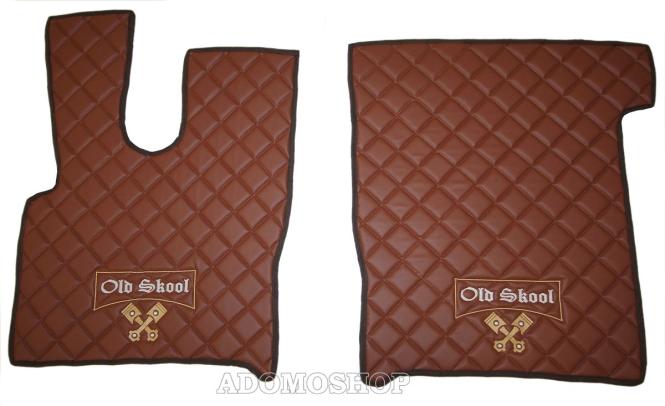 Kunstleder Fußmatten für DAF XF 106 beige - braun Old Skool 