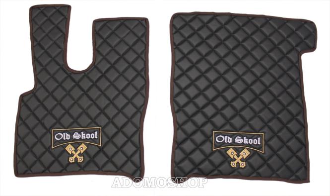 Kunstleder Fußmatten für DAF XF 106 braun - schwarz Old Skool 