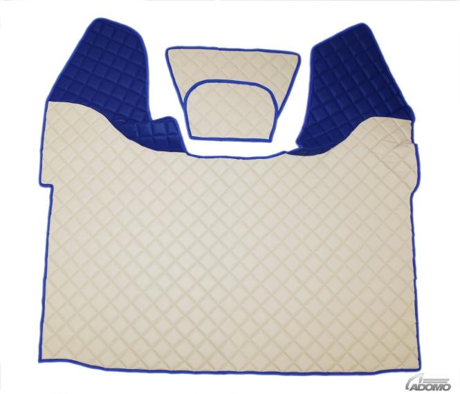 Kunstlederfußmatten mit Sitzsockel für DAF XF 106 ab 07/2017 beige-blau-matt 