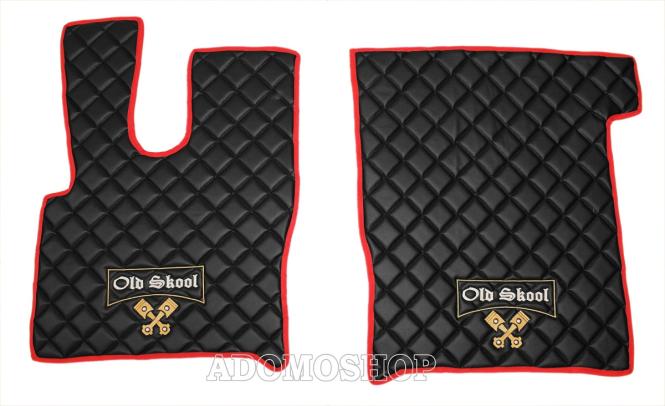Kunstleder Fußmatten für DAF XF 106 rot - schwarz Old Skool 