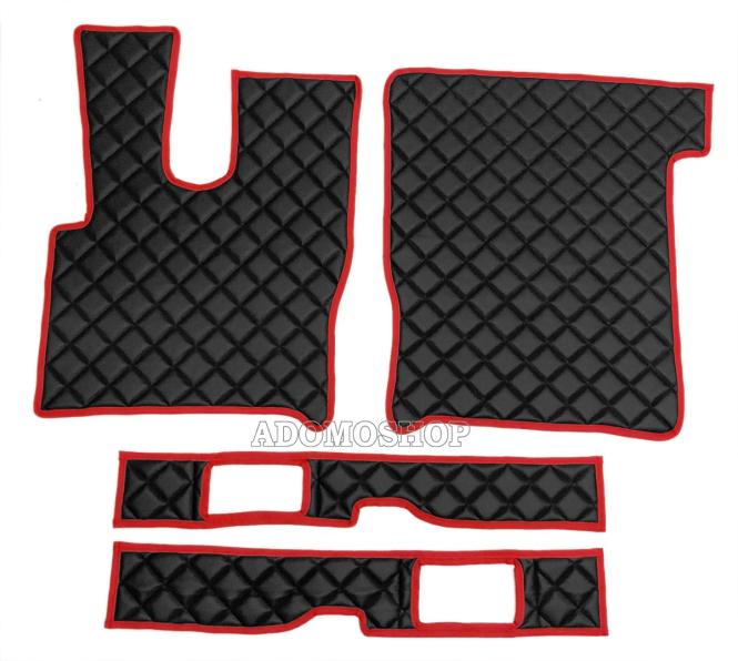 Kunstlederfußmatten mit Sitzsockel für DAF XF 106 ab 07/2017 schwarz Umrandung rot 