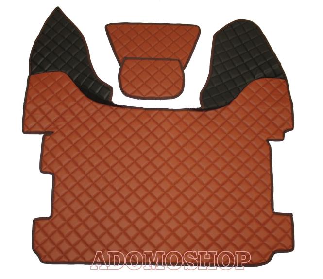 Kunstleder Fußmatten für DAF XF 106 mit Sitzsockel schwarz - braun 