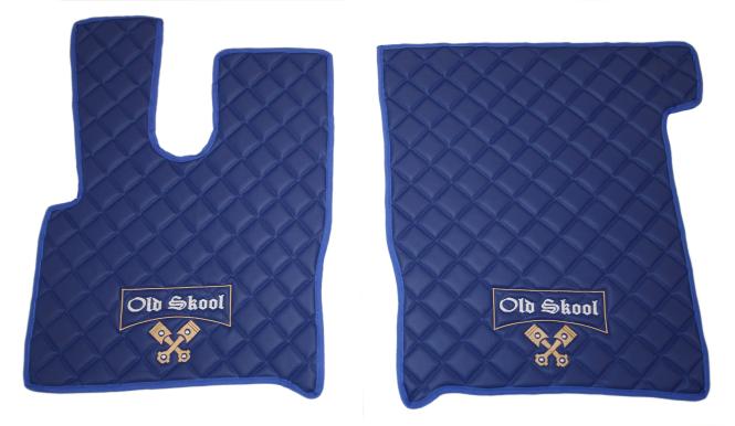 Kunstleder Fußmatten für DAF XF 106 beige - blau Old Skool 