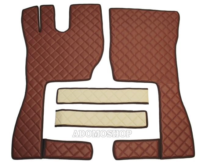 Kunstlederfußmatten mit Sitzsockel für Volvo FH4, FH5 beige-braun-matt 