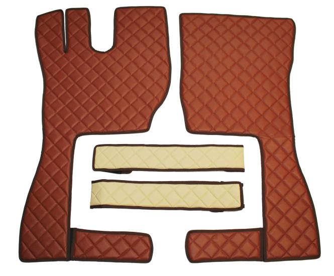 Kunstlederfußmatten mit Sitzsockel für Volvo FH4, FH5 Beifahrersitz drehbar, braun-beige-matt 