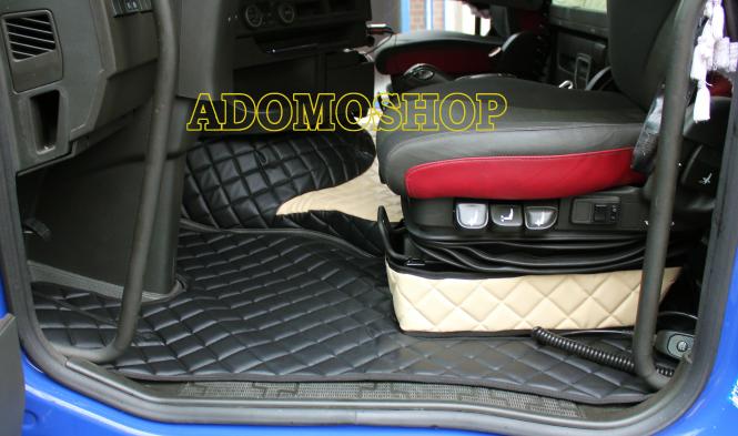 Kunstlederfußmatten mit Sitzsockel für Volvo FH4, FH5 beige-schwarz-matt 