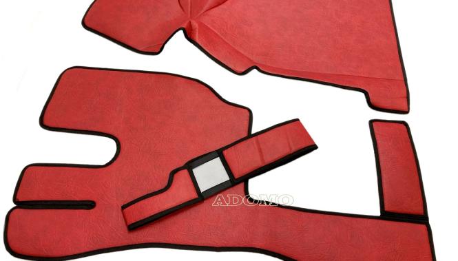 Kunstlederfußmatten mit Sitzsockel für Volvo FH4, FH5 rot-schattiert-glatt, Beifahrersitz DREHBAR 