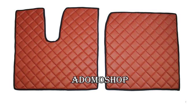 Kunstleder Fussmatten für MAN TGX ab 2007 automatik 2 Schubladen braun-matt 