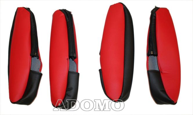 Lkw Sitzbezüge aus Kunstleder für MP5 MP4 ACTROS L ab 2024 Beifahrersitz klappbar 4 Armlehnen schwarz-rot OHNE LOGO 