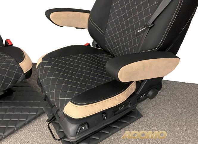 Lkw Sitzbezüge für Actros L ab 2022 MP5 MP4 Beifahrer klappbar beige 4 Armlehnen 