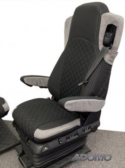 Lkw Sitzbezüge für Actros L MP5 MP4 Beifahrer klappbar grau 4 Armlehnen 
