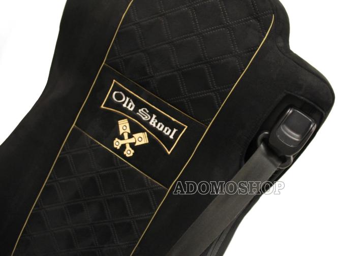 Sitzbezüge für Actros L ab 2022 MP5 und MP4 schwarz- Beifahrersitz klappbar Old Skool 