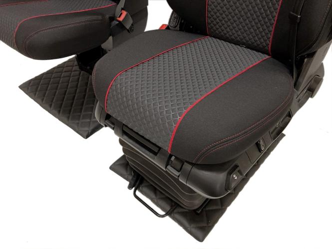 Sitzbezüge Für Mercedes Actros L SOLOSTAR - 1+1 Set Fahrer & Beifahrer Schwarz/Rot