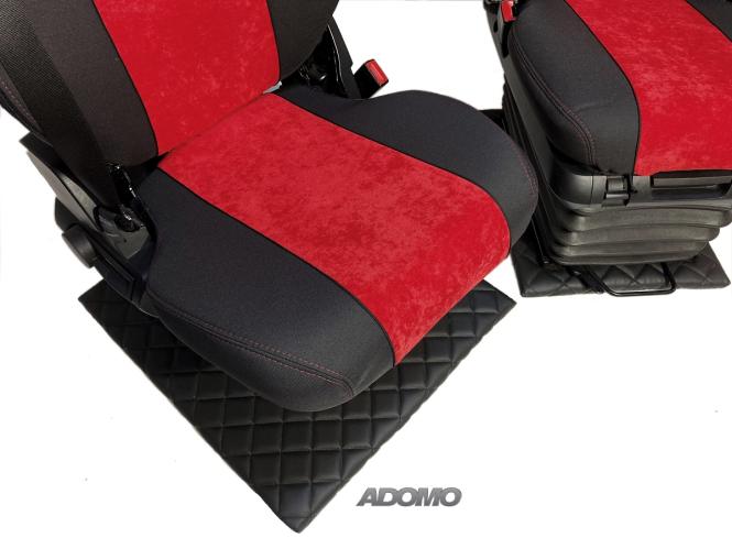 Sitzbezüge für Actros MP5 und MP4, schwarz rot, Beifahrersitz  klappbar , old skool, 8cm Kopfstützen 