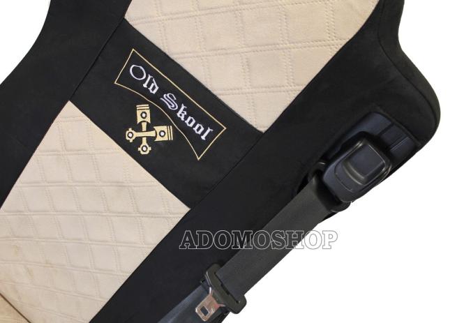 Sitzbezüge für Actros L ab 2022 MP5 und MP4 Beifahrersitz luftgefedert schwarz-beige Old Skool 