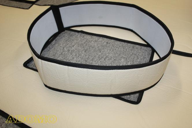 Kunstleder Fußmatten für Mercedes Actros MP5 und MP4 Solostar, beige-glatt. Umrandung schwarz 8 CM