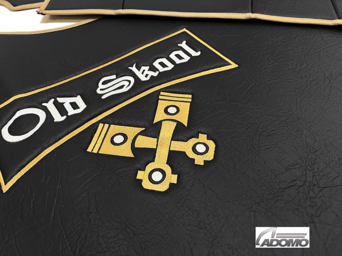 Kunstlederfußmatten MP4 und MP5 schwarz-schattiert-glatt, klappbar, großes old skool Logo 