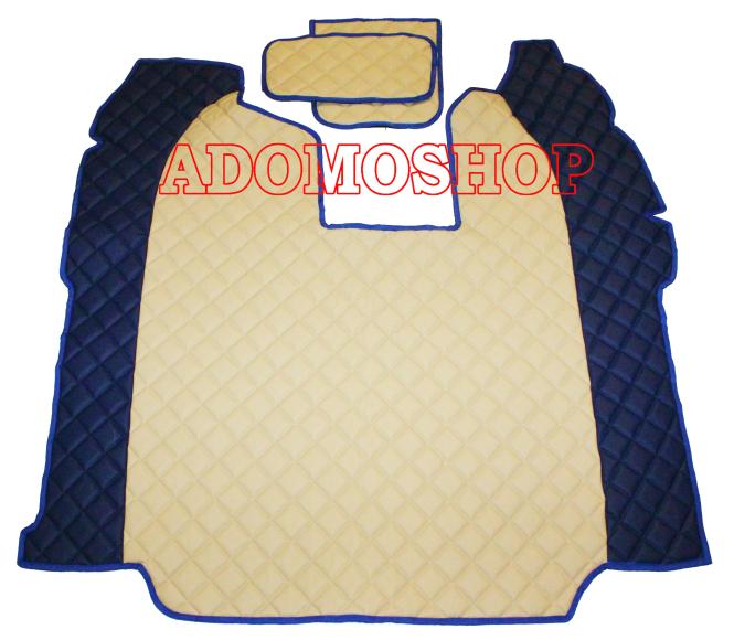 Kunstleder Fussmatten für Scannia R ab 2013 mit neuem Recarositz in blau-beige Luftgefedert 