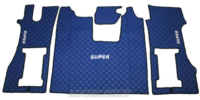 Kunstleder Fußmatten für SCANIA R ab 2017  in blau-matt, drehbar/Luft, SUPER 