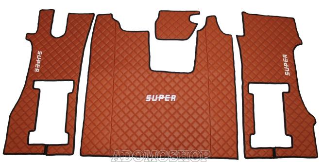 Kunstleder Fußmatten für SCANIA R ab 2017  in braun-matt, drehbar/Luft, SUPER 