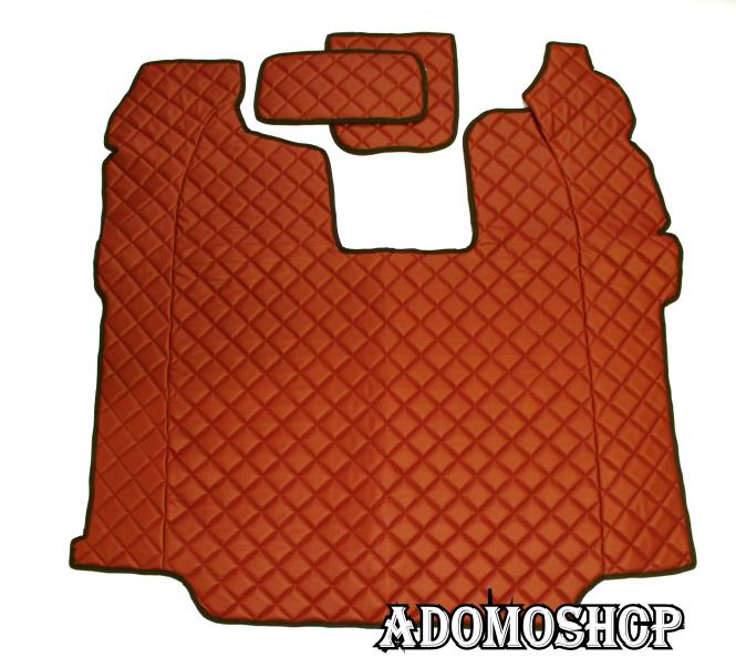 Fussmatten aus Kunstleder für Scania R ab 2013 mit neuem Recarositz in braun klappbar 