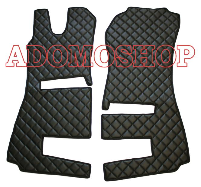 Fussmatten aus Kunstleder für Scannia R ab 2013 mit neuem Recarositz in schwarz-beige klappbar 