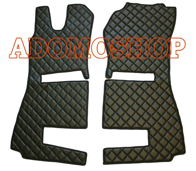 Fussmatten aus Kunstleder für Scania R ab 2013 mit neuem Recarositz in schwarz-beige luftgefedert 