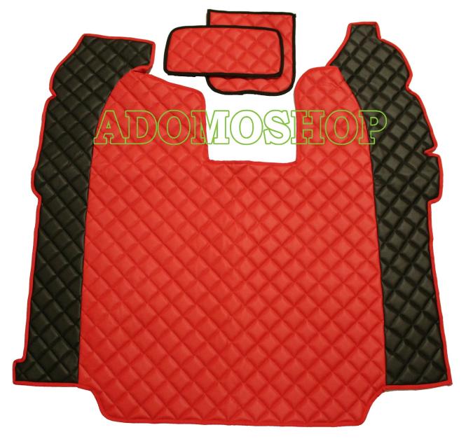 Fussmatten aus Kunstleder für Scannia R ab 2013 mit neuem Recarositz in schwarz-rot luftgefedert 