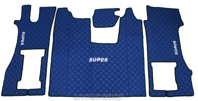 Kunstleder Fußmatten für SCANIA R ab 2017, klappbarer Beifahrersitz in blau, SUPER 