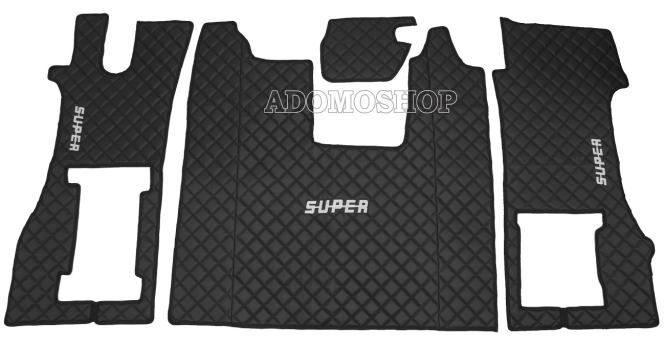 Kunstleder Fußmatten für SCANIA R ab 2017, klappbarer Beifahrersitz in schwarz, SUPER 