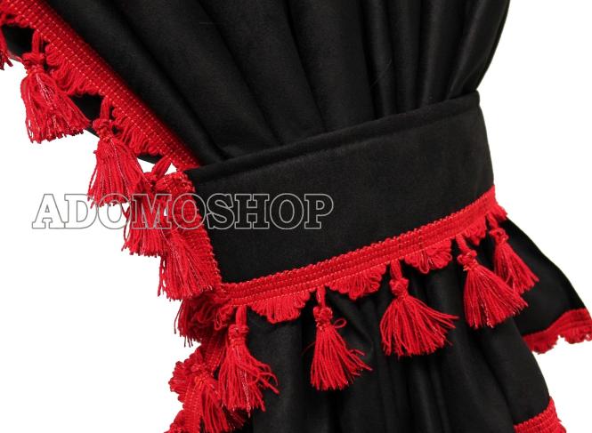 Scania S ab 2017 Gardinen, schwarz-rot, Fransen 6cm. 