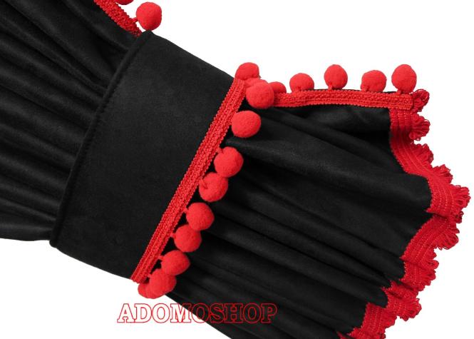 Scania R New Generation ab 2017 Gardinen, Schwarz-rot Pompoms/Kugel 