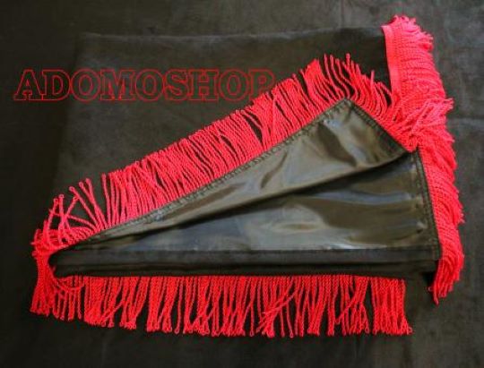 Lkw Gardinen für Renault T, schwarz-rot, gratis Gardinenhaken 