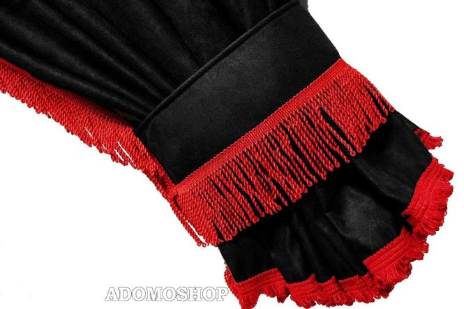 Lkw Gardinen Actros MP5 und MP4, schwarz-rot, gratis Gardinenhaken 